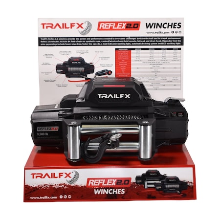 Trailfx DISPLAY Red Painted Metal Countertop Winch Display Stand Shelf 21 Inch Length x 12 Inch Width REFLEX2DSP